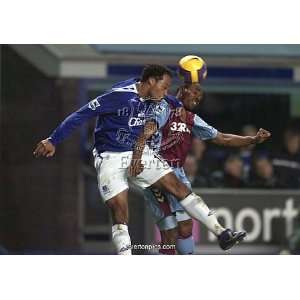 Everton v Aston Villa Park   Joleon Lescott and Didier Agathe   Aston 