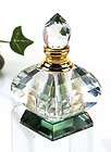 Clear K9 Crystal Perfume Bottle with Green Square Base Scent Decanter
