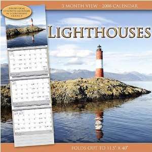  Lighthouses 3 Month View 2008 Wall Calendar Office 