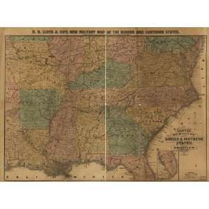   1861 Lloyds new military map border & southern states