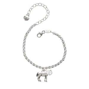  Horse Silver Plated Brass Charm Bracelet with Clear 