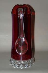 EAPG Ripley Glass Ruby Pitcher with 6 Tumblers Pavonia  