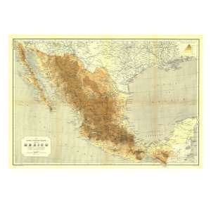 Mexico Map 1911 Giclee Poster Print, 24x18