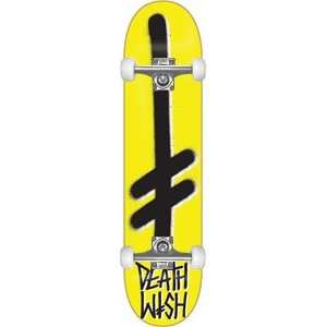 Deathwish Gang Logo Complete   8.12 Yellow/Black w/Raw Trucks  