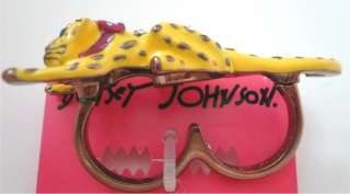 BETSEY JOHNSON VIVA LA BETSEY YELLOW TIGER DOUBLE TWO FINGER RING NEW 