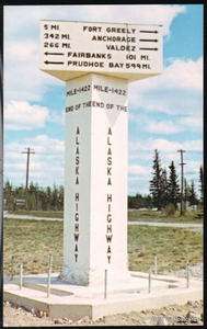 ALASKA AK Highway End Marker Vtg Alcon Alaskan Postcard Old PC  