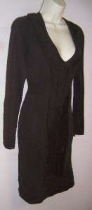 MAX STUDIO MSSP Brown Sweater V Neck Long Sleeve Dress L 10 12 14 NWT 