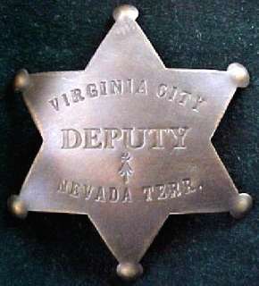 Virginia City Deputy Nevada Territory brass badge #163AF  