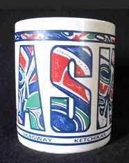 ALASKA Souvenir Coffee Tea Mug Cup White Ceramic Native Totem Art 