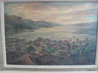 Antique 1949 Robert Benney Virgin Islands Oil Painting  