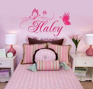 Personalized Butterflies Name Vinyl Wall Decal Sticker  