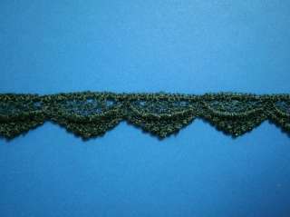 5yards VENISE LACE~ DOLL~EDGE FLORAL GREEN RAYON TRIM  