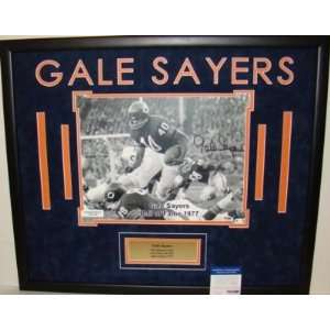 NEW Gale Sayers SIGNED SUEDE Framed Display PSA BEARS 