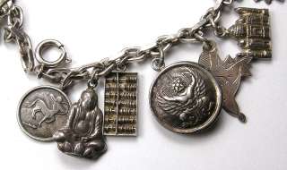 Vintage Silver Charm Bracelet  Middle East, Far East, Egypt, India 