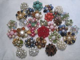 VINTAGE Beaded Clip EARRING Jewelry Lot   PAIRS & Singles  