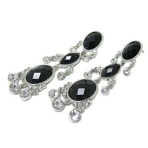 Crystal and Black Boutique Quality Austrian Facet Glass Cascade Drop 