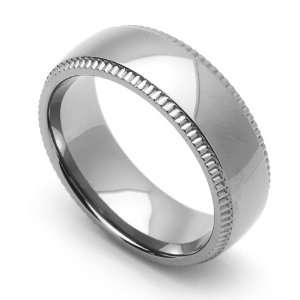 8MM Comfort Fit Stainless Steel Wedding Band Milgrain Edges Ring (Size 