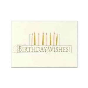   card with gold foil embossing and birthday candles design on front