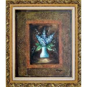   Background Oil Painting, with Ornate Antique Dark Gold Wood Frame 30 x