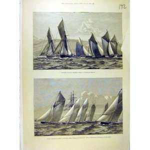  1887 Trawler Race Brixham Regatta Torquay Yacht Print 
