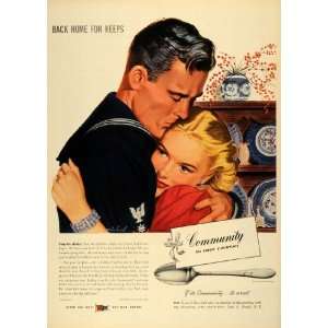 1944 Ad Oneida Ltd Community Silverware Cookware WWII Sailor Returning 