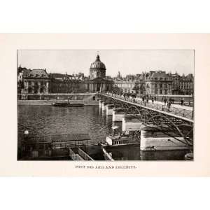  1902 Halftone Print Pont Arts Seine River Institut France 