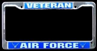 USAF AIR FORCE VETERAN CHROME AUTO LICENSE PLATE FRAME  