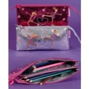   Think Pink Ice Skater Double Pocket Pencil Case (Pink) Toys & Games