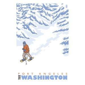 Stylized Snowshoer, Port Angeles, Washington Premium Poster Print 