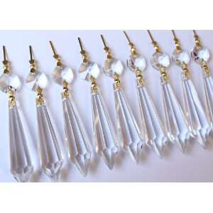  10 Large Clear Crystal Chandelier Icicle U drop Prisms 