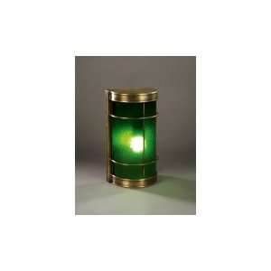   GRN Nautical 1 Light Outdoor Wall Light in Dark Brass with Green glass
