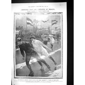 1901 Pair Ice Skating Women Husbands Match Leeuwarden Sport Holland 