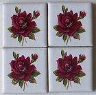 Beautiful Pink Flowers  Handmade Mosaic Art Tiles