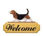 Basset Hound Dog Breed Oak Wood Welcome Sign Tri