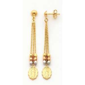  14k Gold Dangling Earrings Aretes Largos Jewelry