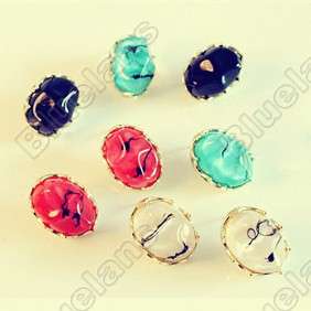 Fashion Resin Amber Charming Oval Cute Earring Blue 5178  