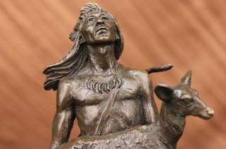 Native American Indian Warriors Chief Bronze Statue Figurine Sculpture 