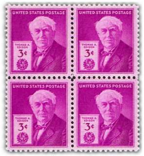Inventor Thomas A. Edison on 1947 U.S. Postage Stamps  