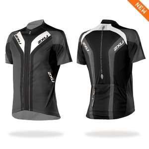  2XU Elite Sublimated Cycle Jersey Small Black/Pigeon Grey 