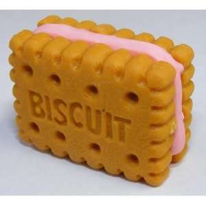  Biscuit Japanese Erasers. 2 Pack. Light Brown Pink Filling 