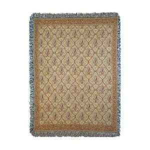  Fleur De Lis Natural Mid Size Deluxe Tapestry Throw 
