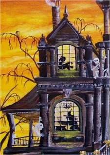Folk Art Halloween Haunted Mansion Vampire Ghosts Witch  