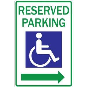 Zing Eco Parking Sign, RESERVED PARKING Left Arrow with Picto, 12 