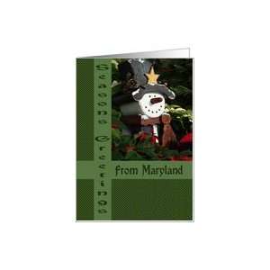  Seasons Greetings From Maryland Snowman Holiday Card Card 