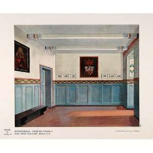 1931 Art Deco Interior Design Rathaus Hall Room Print   Original Color 
