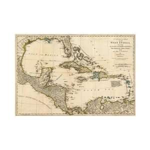 Complete Map of the West Indies, c.1776 Giclee Poster Print by Robert 