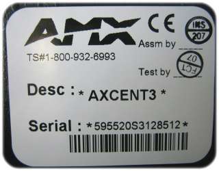 AMX AXCENT 3 Axcess Controller AXT CA10 10 Touchpanel  