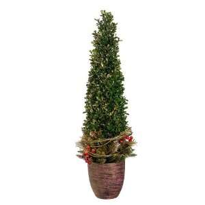    Glittered Gold Boxwood, Pine & Berry Artificial Topiary (case of 4