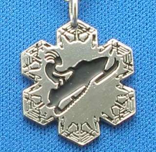 Kokopelli Snowmobile Extreme Jump Necklace, Ster Silver  