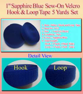 Sapphire Blue Sew On Velcro Hook& Loop Tape 5Yds V13  